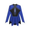 thumbnail image 6 of inhzoy Women Mesh Sheer Figure Ice Skating Dress Sparkly Glittery Leotard Dress Blue L, 6 of 8