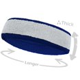 thumbnail image 6 of Couver Unisex Two Tone Wide Basketball Headband Striped Sports Sweatband 3 Pack One Size, White/Blue, 6 of 7