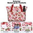 thumbnail image 2 of Tote Bag for Women - White Strawberry Plants Fruit Shoulder Bag - Large Utility Work Duffle Bag with Zipper Handbag for Travel, Work, Sprots, 2 of 5