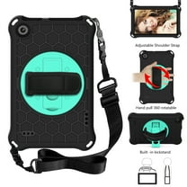 Fire 7 Tablet Case For Kids with Adjustable Shoulder Strap, Dteck 360 Rotating Stand Full Body Shockproof Protective Case Cover with Hand Strap for Kindle Fire 7 (2015/2017/2019), Black/Mint