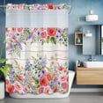 thumbnail image 6 of No Hook Shower Curtains with Snap-in Liner Set, Pink Flowers Waterproof Hotel Style Bathroom Shower Curtain, Spring Floral Elegant Pastoral Wooden Breathable Mesh Top Window Bath Curtains 48''x72'', 6 of 9