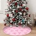 thumbnail image 5 of Sikiie Pink Bows 30-48 inches {designName} Print Christmas Tree Skirt Snowman Xmas Tree Skirt with Edge Christmas Decorations for Holiday Party-48", 5 of 7