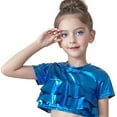 thumbnail image 3 of Gunia Girls Sequin Top Glitter Sleeveless Dance Blouse Performance Dancewear Party Sparkly Tops For Girl Blue, 3 of 4