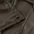 thumbnail image 5 of IROINNID Women's Faux Leather Jacket Notch Lapel Solid Color Long Sleeve Leisure Cool Jacket Zipper Fitted Coat Fall Short Jacket, Army Green, 5 of 6