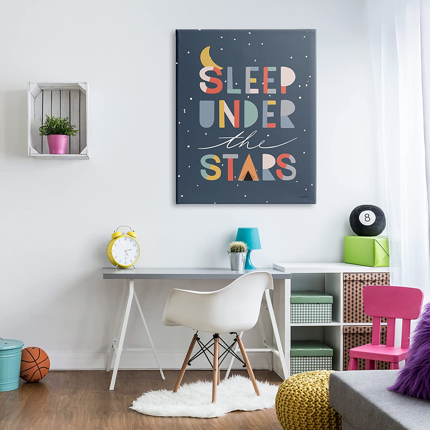 Stupell Industries Sleep Under the Stars Phrase Geometric Block Typography Inspirational Painting Gallery Wrapped Canvas Print Wall Art, 36 x 48