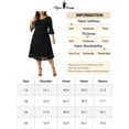 thumbnail image 6 of DARING DIVA Plus Size Lace V-Neck 3/4 Sleeve Midi Evening Dress 1X Black, 6 of 6