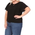 thumbnail image 2 of Women's Plus Size Flowy Flutter Sleeve Blouse with Keyhole Neckline, 2 of 6