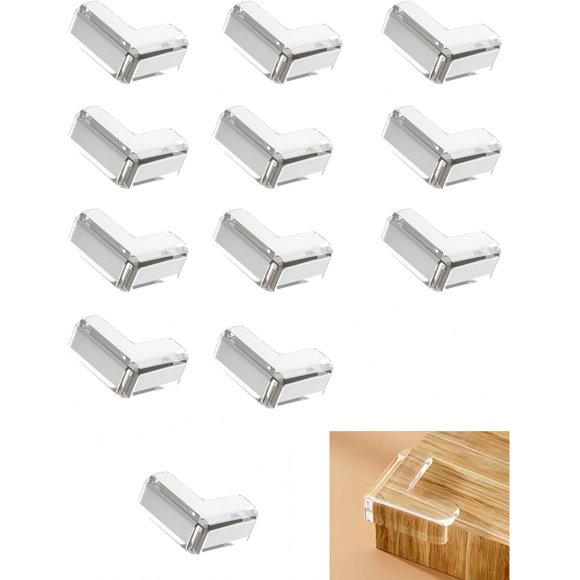 PinesC 12 pcs Corner Protection Device, Silicone Furniture Corner Protector, Used to Cover Sharp Furniture and Table Edges Transparent Transparent