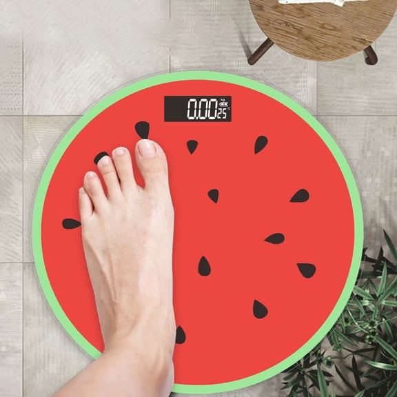 Fruit Design Smart Bathroom Scale with USB Charging - Large Display Glass Body Weight Scale - Temperature Measurement Function for Home Fitness Tracking