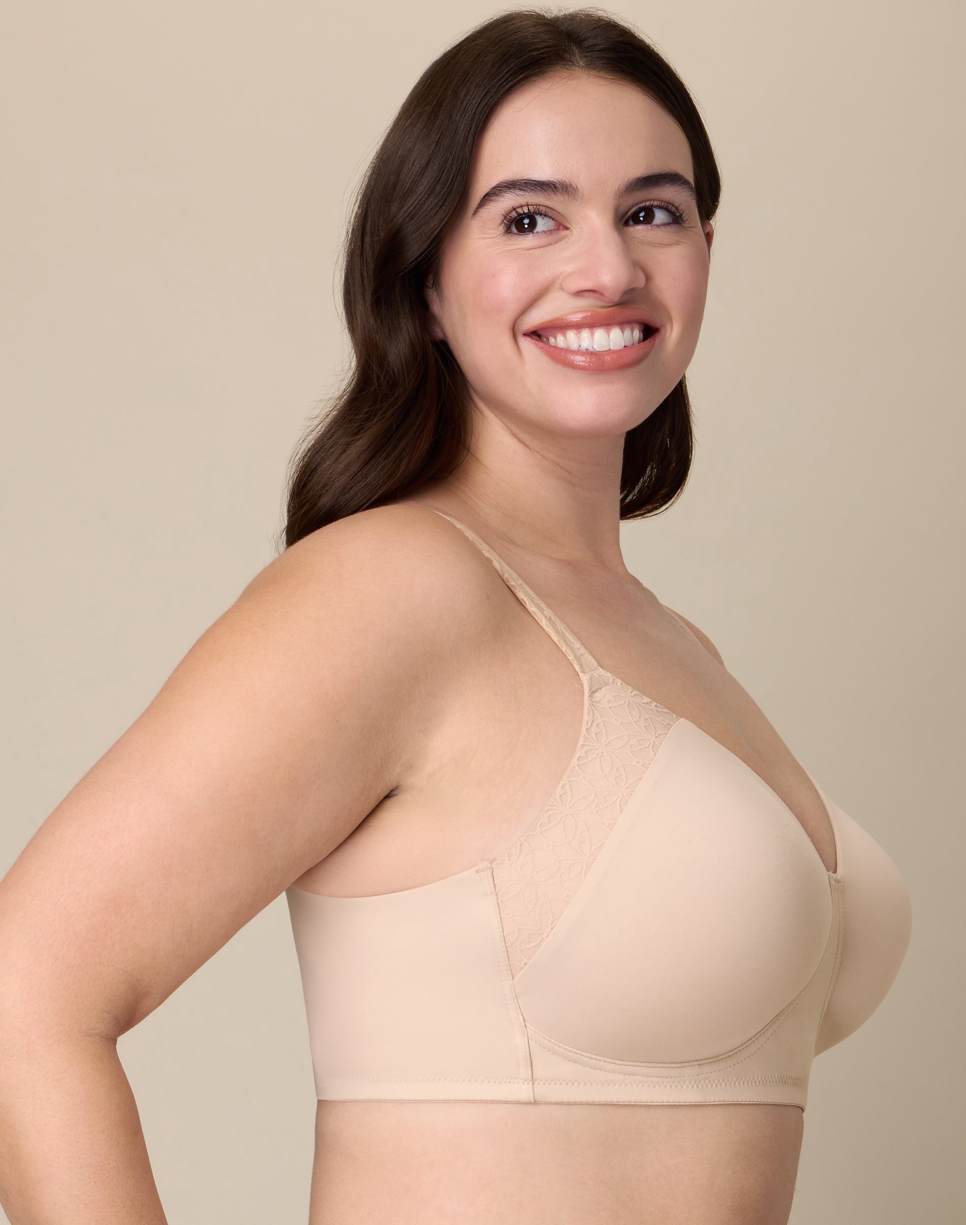 Playtex Full-Coverage Wireless T-Shirt Bra, Moisture-Wicking  Almond 46DD Women's