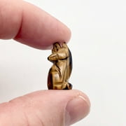 Howling New Moon Tiger's Eye Wolf Coyote Figurine | 21x11x8mm | Golden Brown | 1 Figurine