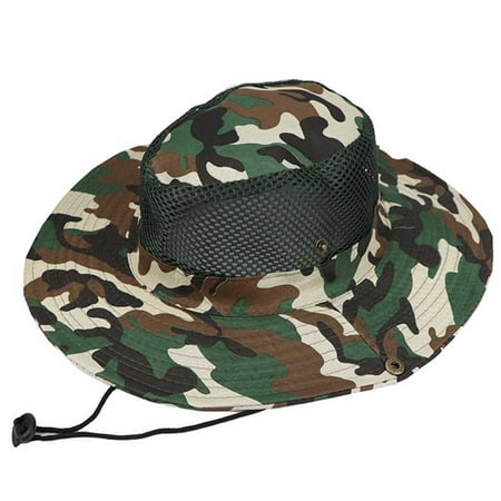 Men s Hat Hunting Fishing Cap Outdoor fishing hiking Wide Brim Camo Sun Cap Mesh Breathable
