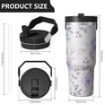 thumbnail image 4 of Floral 30oz Handheld Travel Tumbler with Handle – Double Wall Stainless Steel Insulated Cup, Flip Straw Lid, Leak-Proof & BPA-Free, Durable Hot & Cold Drink Mug,Thanksgiving, Xmas, Spring ,Flower, 4 of 6