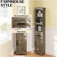 thumbnail image 4 of JERFIT 66.9" Tall Narrow Bathroom Cabinet with Barn Door, Freestanding Storage Organizer with Drawer & Shelves for Bathroom, Kitchen, Entryway in Weathered Gray Oak, 4 of 9