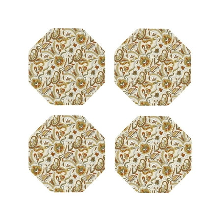 

Tebeau Indian Paisley Print Set of 4 Leather Drink Coasters Round Cup Mat Pad for Home and Kitchen Use 4 -Octagon