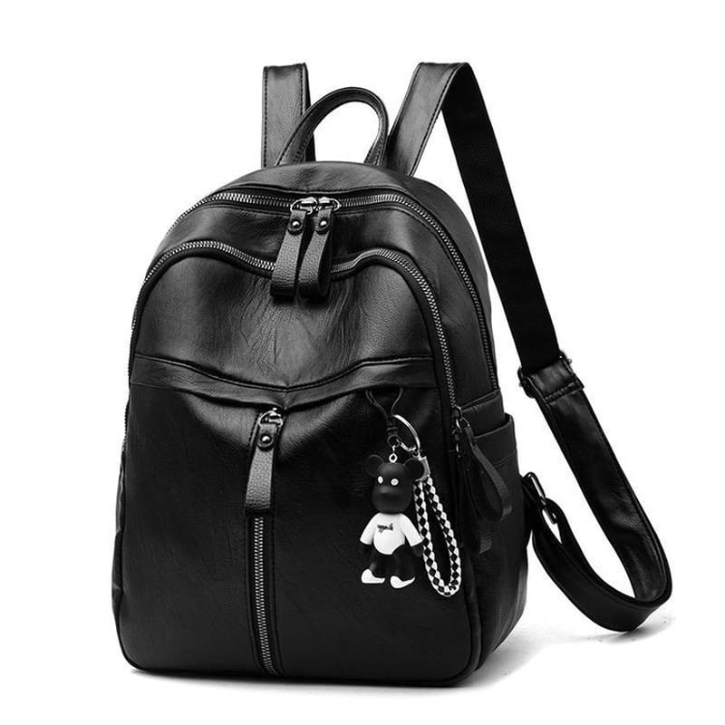 Women's Casual Shoulder Bags Travel Bead Backpack PU Leather Teen School Bag New 