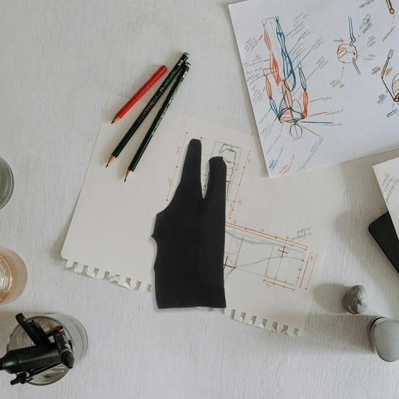 OFFIGAM 12-Pack Black Hair Coloring Gloves for Artists, Anti-Accidental Touch, Elastane Material