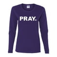 thumbnail image 2 of Wild Bobby Pray. Inspirational/Christian Women Graphic Long Sleeve Tee, Purple, Medium, 2 of 5