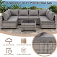 thumbnail image 4 of MaagorVita 7 Pieces Patio Furniture Sets Outdoor All-Weather Sectional Patio Sofa Set PE Rattan Weaving Wicker Patio Conversation Set with Glass Table, Gray, 4 of 8
