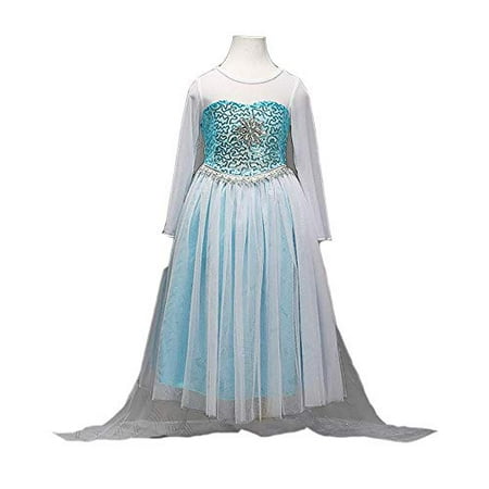 Daily Proposal FE10 Lace Elsa Dress Girl Halloween Costume Party 2T-10 USA (4-5 (110cm))
