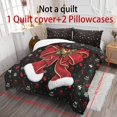 thumbnail image 3 of Yspwyqan Christmas Santa Bow Bedding Set Full, Black Xmas Holiday Bed Sets Comforter with 2 Pillow Shams, Soft Breathable Bedding for Bedroom Guest Room Decor, 3 of 7