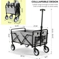 thumbnail image 2 of Collapsible Folding Wagon 150 lbs Max Load, Heavy-Duty Portable Utility Shopping Cart, Lightweight Foldable Grocery Stroller, W/360° Wheels, Carry Bag, for Camping, Beach, Garden, Sports (Grey), 2 of 17