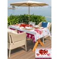 thumbnail image 4 of Outdoor Tablecloth with Umbrella Hole and Zipper, Gray Wood Valentines Day Rectangle Table Cloth 60x102 Inch Waterproof Tablecloth, Love Hearts Romantic Farmhouse Picnic Table Cover for Patio Camping, 4 of 7