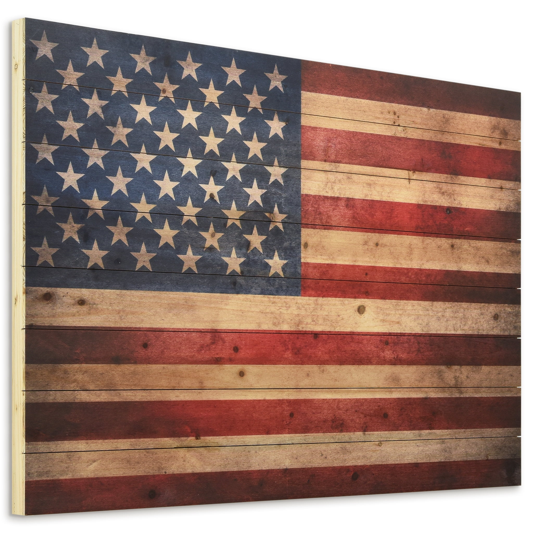 Empire Art Direct American Flag Print on Solid Wood Wall Art, 24