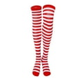 thumbnail image 3 of opolski 1 Pair Striped Stockings Green White Contrast Color High Elasticity Anti-slip Over Knee Length Soft Breathable Holiday Christmas Stage Performance Party Long Thigh Socks Red, 3 of 8