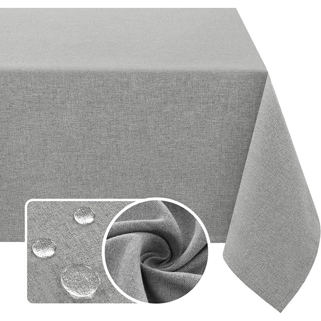 Manteles redondos con textura de lino de 60 pulgadas, impermeables, de lino sólido de primera calidad, a prueba de derrames, con apariencia de lino, para mesa de fiesta, con tela extrasuave y gruesa sin arrugas, gris salvia de 60 x 84 pulgadas