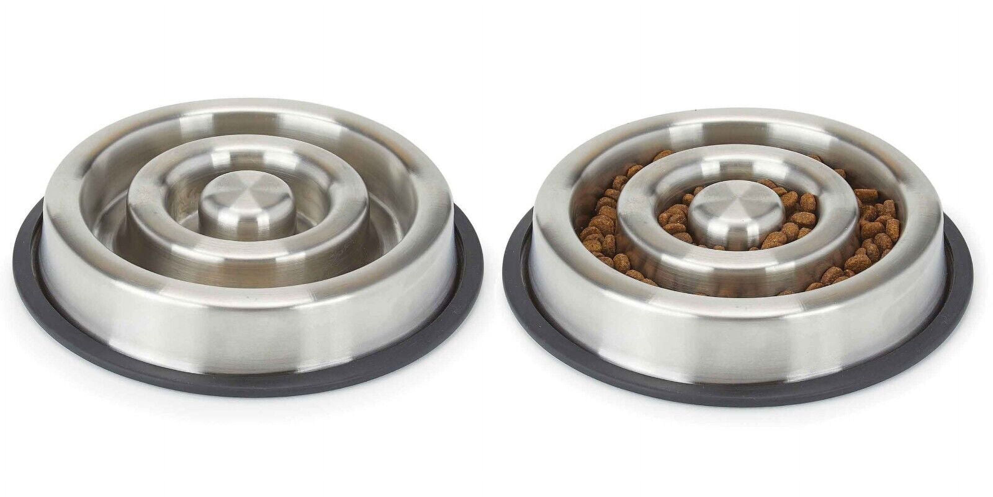 Stainless Steel Heavy Duty Slow Feeder Dog Bowls Anti Slip 2 Sizes Available (Small)