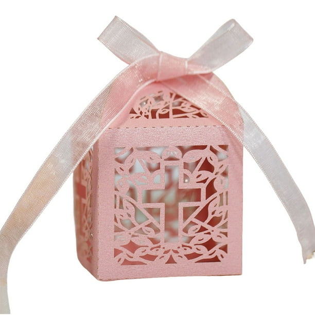 Injueey Cajas de regalo de 50 piezas, soporte para paquete de galletas de Chocolate y aperitivos, atmósferas decorativas para fiestas, Kits de decoración para fiestas Rosado