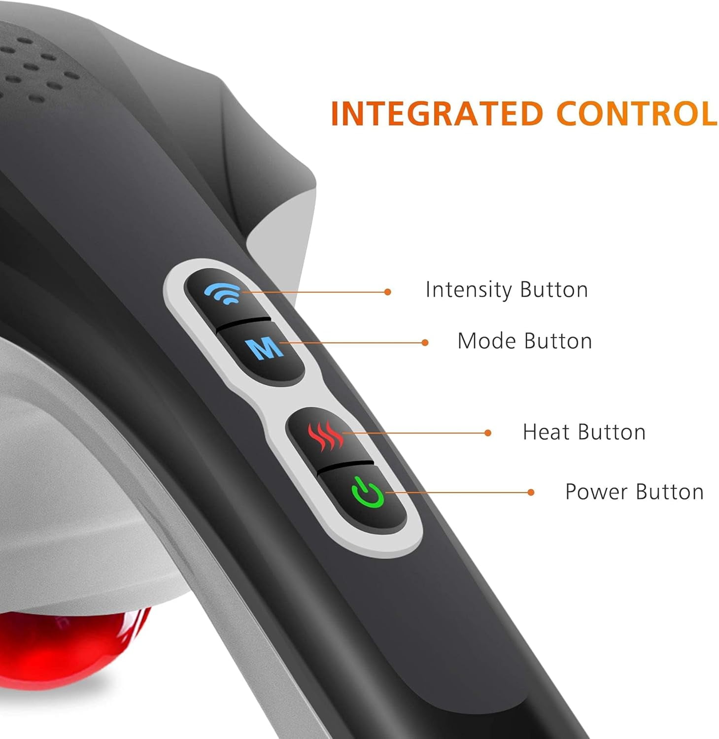 Cordless Handheld Back Massager with Heat, Deep Tissue Percussion for Neck Shoulder