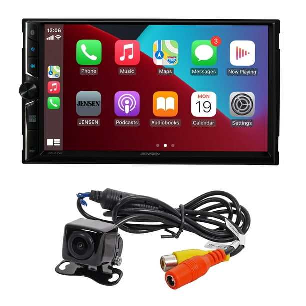 JENSEN J3CA7W-BUC Apple CarPlay Android Auto certificado de 7 pulgadas con cable o inalámbrico | Radio estéreo para coche con pantalla táctil de doble DIN | Bluetooth | Cámara de respaldo incluida | R