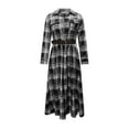 thumbnail image 6 of qucoqpe Plaid Maxi Dress for Women Fashion Vintage Lapel Long Sleeve Boho Dresses Loose Casual Buttons Belt Long Dress, 6 of 8