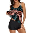 thumbnail image 4 of Women Tankinis Set Padded Push Up Gradient Color Flounce Floral Printed Top with Boyshorts 2 Pieces Athletic Sporty Swimsuit, 4 of 10