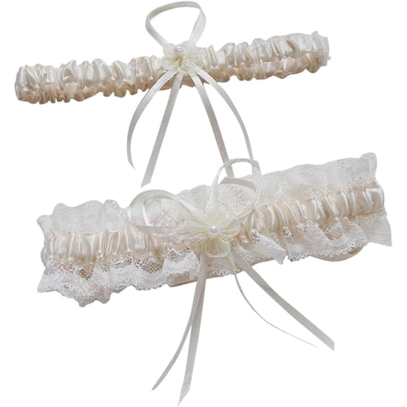 Lace Wedding Garters for Bride Pearl Stretch Prom Garter, Women Wedding Bridal Legs Garter Set