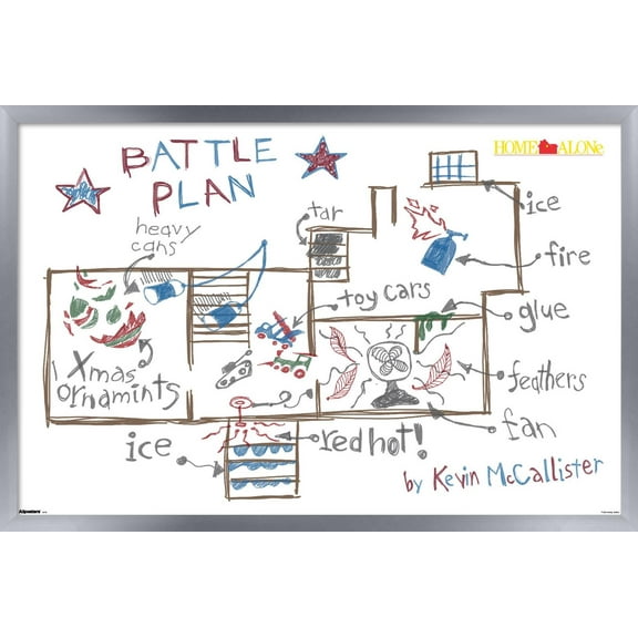 Home Alone (1990) - Battle Plan Wall Poster, 14.725" x 22.375" Framed