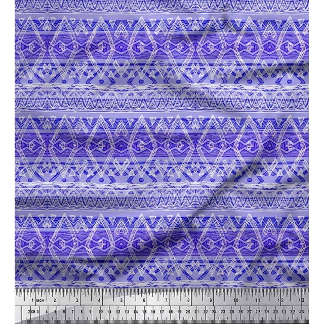Soimoi Silk Fabric diamond shape & waves Abstract Decor Fabric Printed Yard 42 Inch Wide
