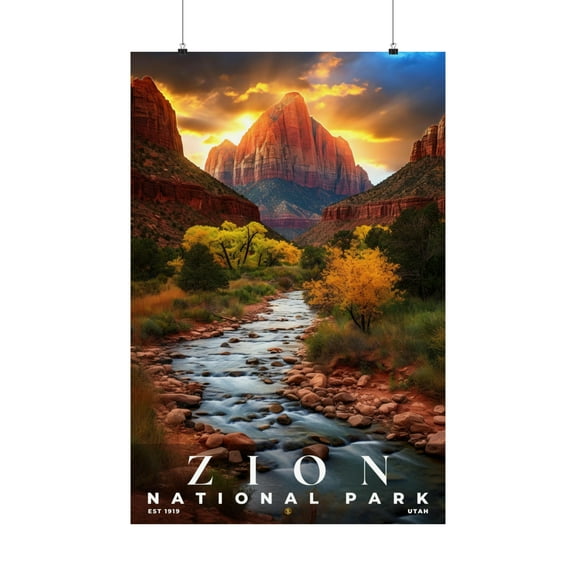 ELNEIT - Zion National Park Poster, Unframed Matte Paper, S10