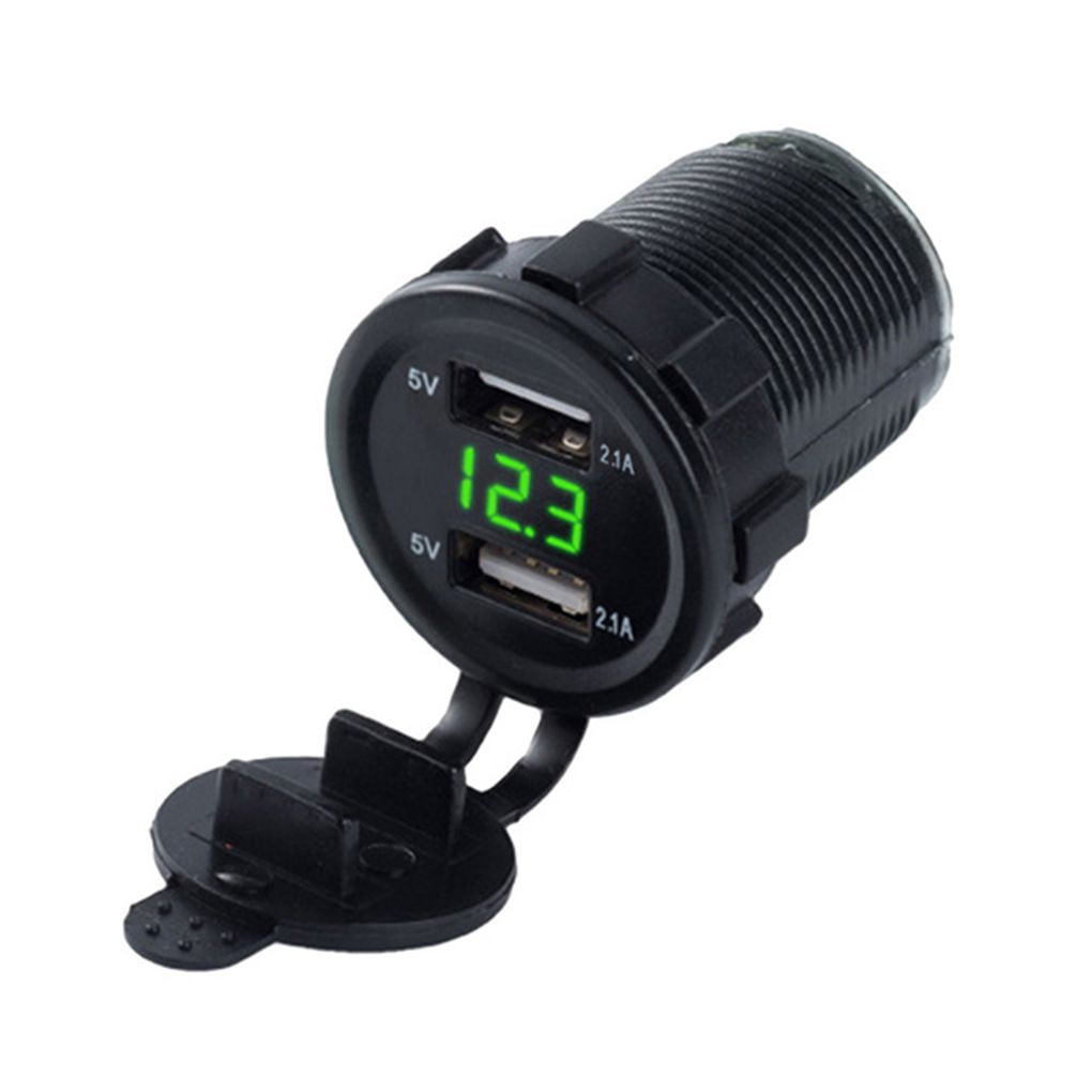 fashionhome Universal Dual USB Car Charger Voltage Digital Display Car