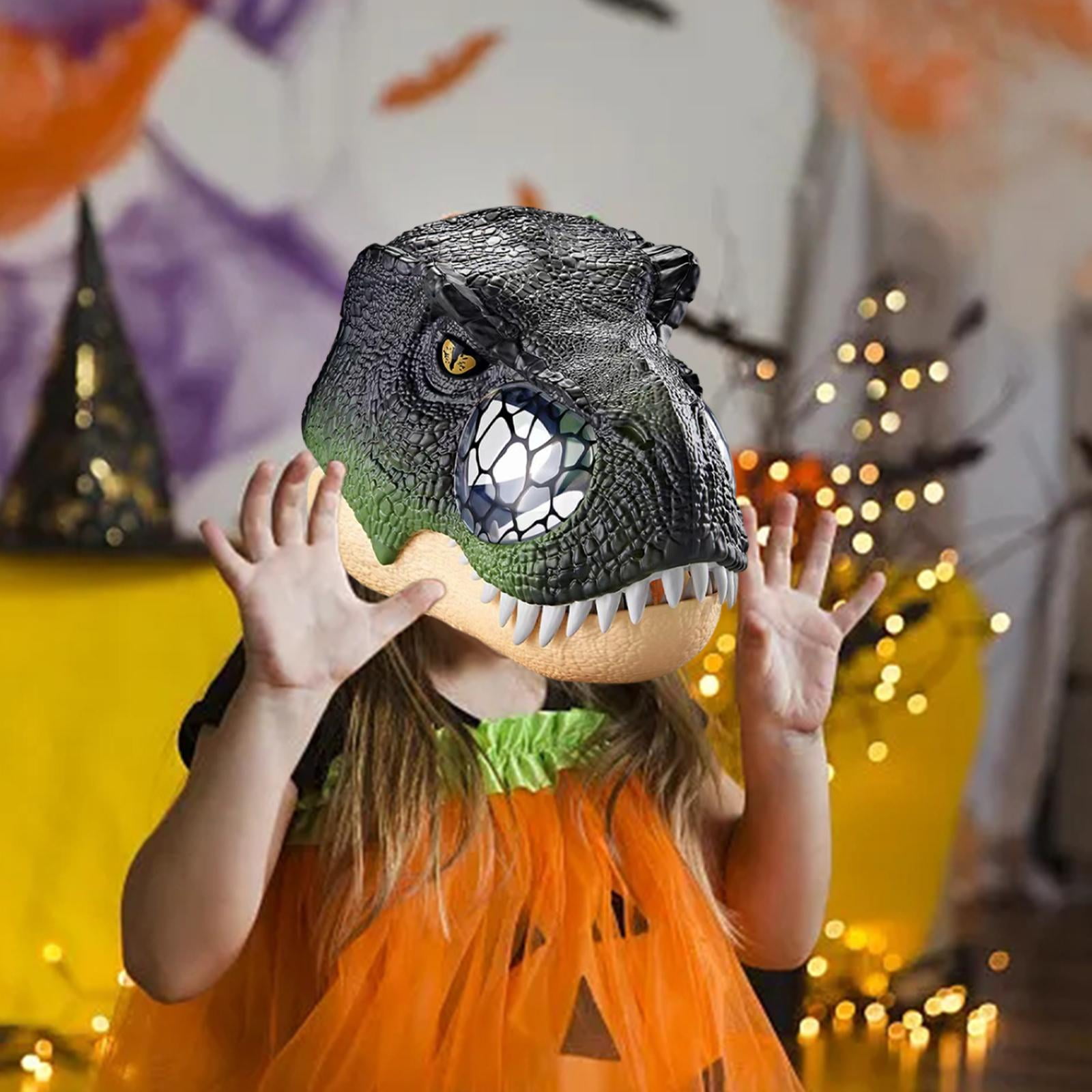 Máscara De Dinosaurio T-Rex Con Luces LED Y Sonido Rugiente – Disfraz Realista Para Halloween Y Cosplay, Tamaño Ajustable Para Niños Y Adultos, Regalo Original