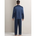 thumbnail image 3 of DARING DIVA Men's 2-Piece Homewear Button Down Long Sleeve Shirt L Navy Blue, 3 of 6