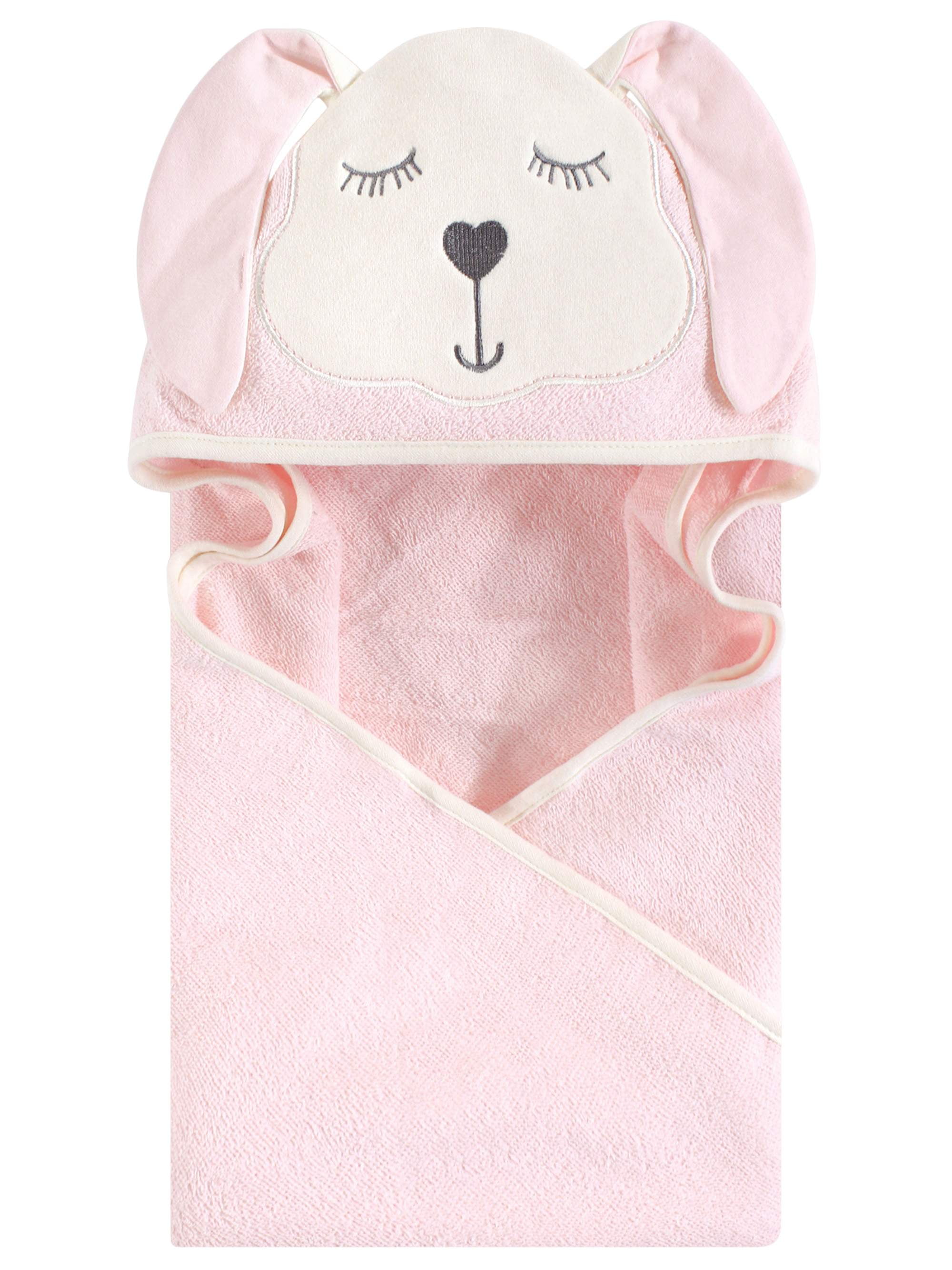 Hudson Baby Boy and Girl Woven Terry Animal Hooded Towel, Modern Bunny