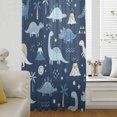 thumbnail image 6 of Navy Blue Dinosaur Sheer Curtains 45 Inches Long, Stars Palm Trees Mountain Modern Art Light Filering Curtains, Breathable Simi Curtain Privacy Drapes for Kitchen Bathroom Small Window Treatment, 6 of 9