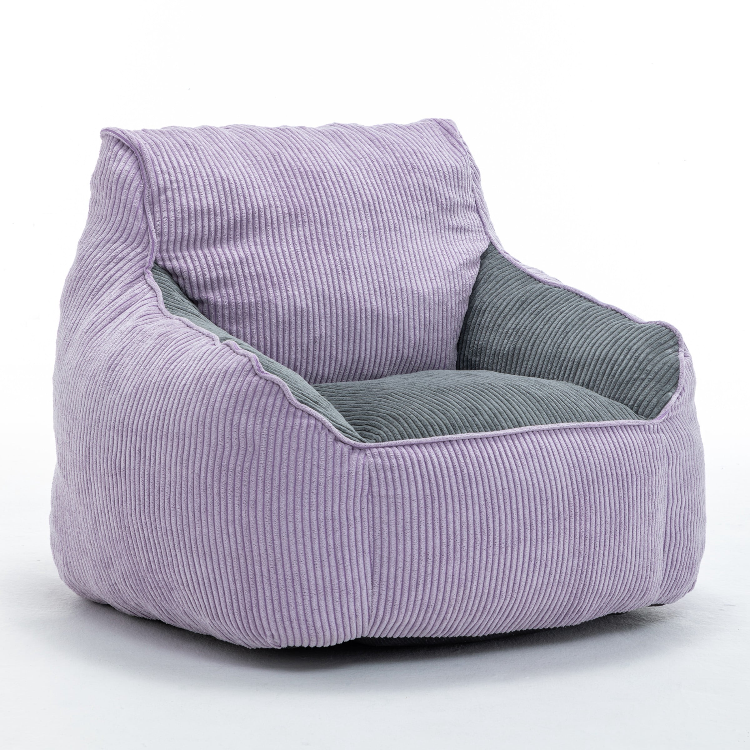 Giant Bean Bag Chair Sofa for Adults, Corduroy Bean Bag Couch with Armrests and Filler Included, Lazy Floor Chair for Living Room Bedroom, Purple