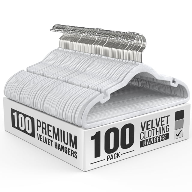 Paquete de 100 perchas de terciopelo para camisas, pantalones, vestidos, faldas y trajes
