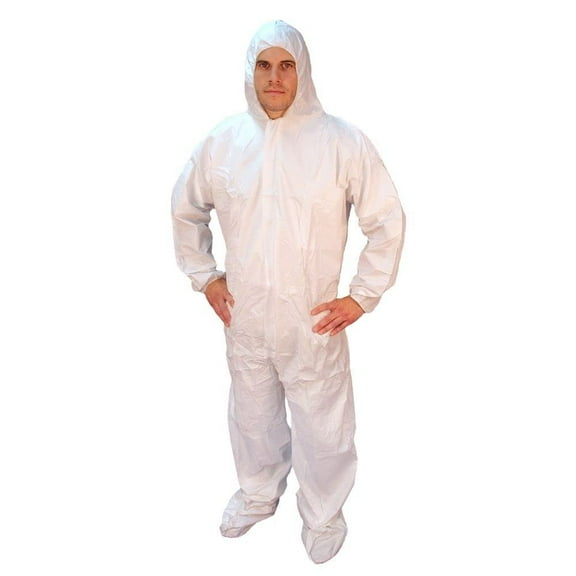 Buffalo Industries (68254) Professional Grade Hooded Microporous Disposable Coverall Size Large Pack of 1 - Protect from Resins Paints Sanding Dust Zippered Front Elastic Wrists Ankles Waist
