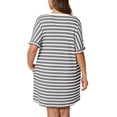 thumbnail image 5 of Daystry Women's Plus Size Striped Fashion V Neck Loose Short Sleeve T Shirt Dress with Pocket for Women, 5 of 13