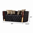 thumbnail image 3 of Naomi Button Tufted 3 Pc Sofa Set with Velvet Fabric and Gold Accent in Black, 3 of 17